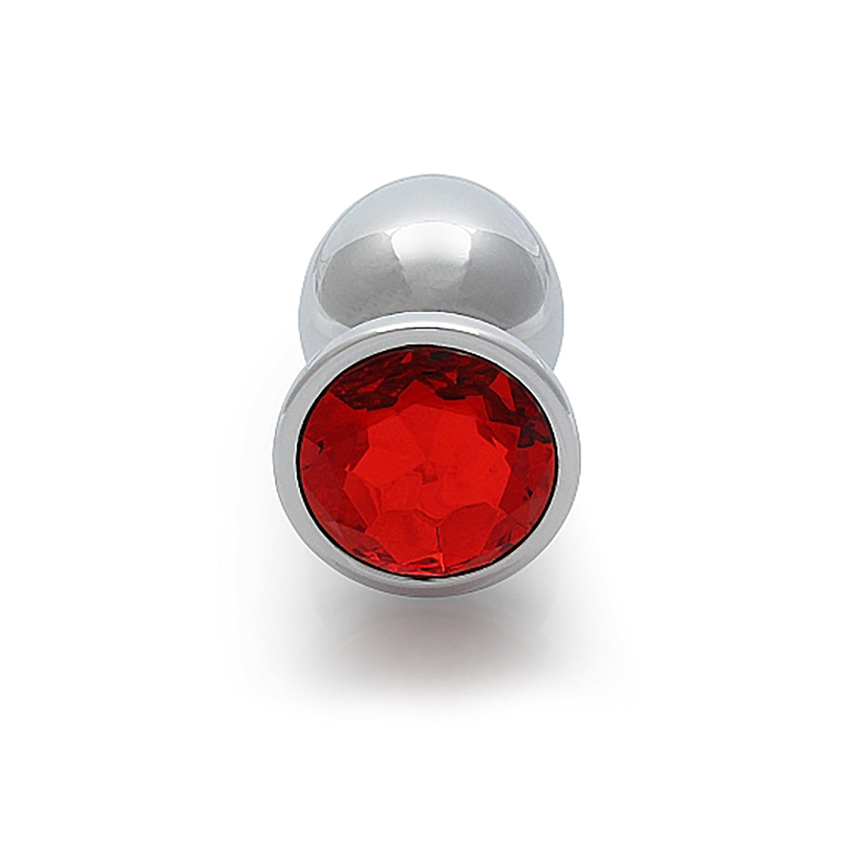 Shots Ouch! Round Gem Butt Plug Large Silver/Ruby Red - Zateo Joy