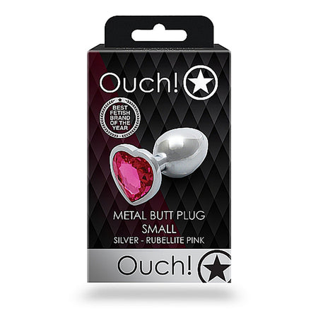 Shots Ouch! Heart Gem Butt Plug Small Silver/Rubellite Pink - Zateo Joy