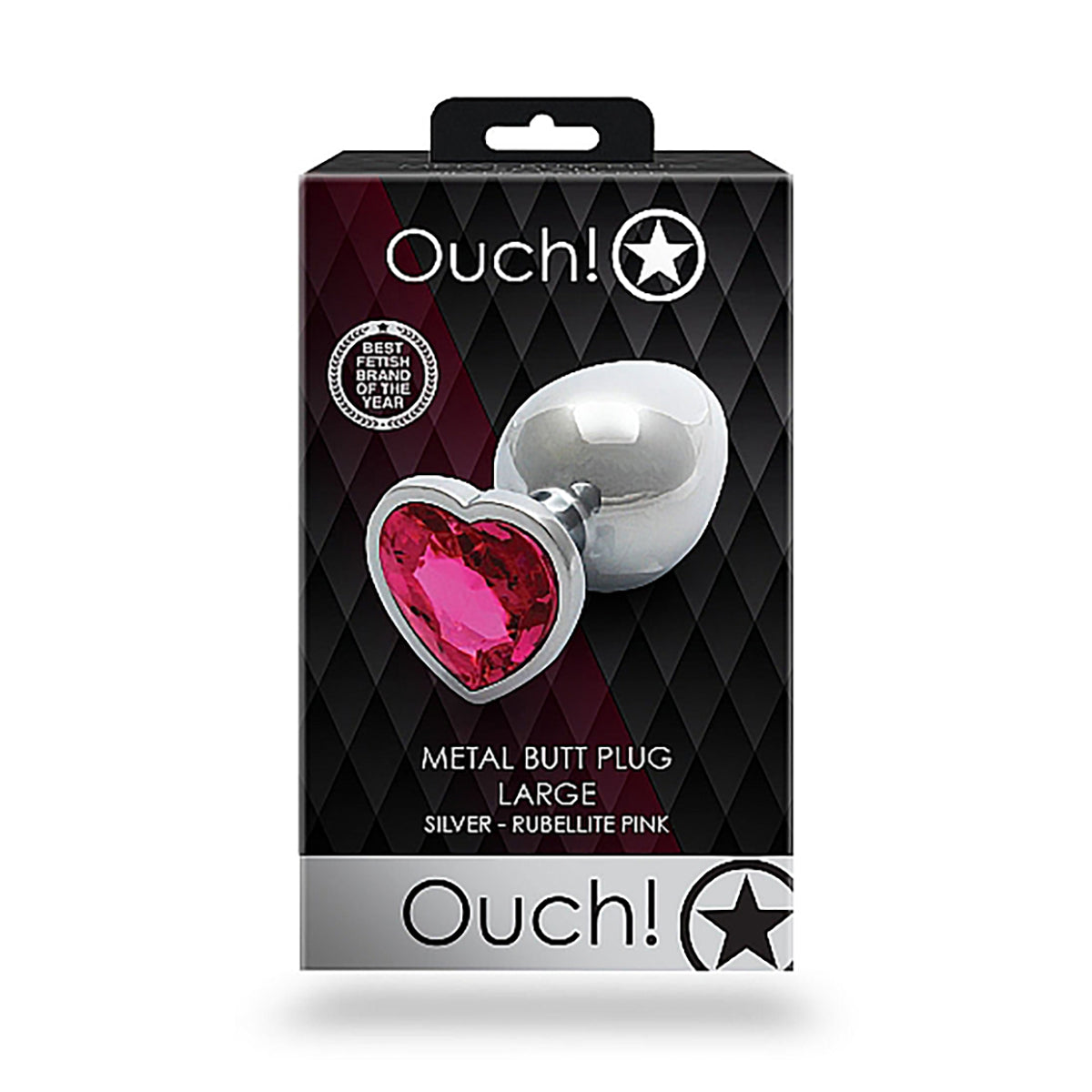 Shots Ouch! Heart Gem Butt Plug Large Silver/Rubellite Pink - Zateo Joy