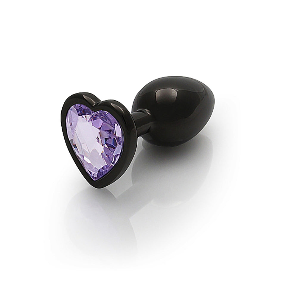 Shots Ouch! Heart Gem Butt Plug Small Gunmetal/Amethyst - Zateo Joy