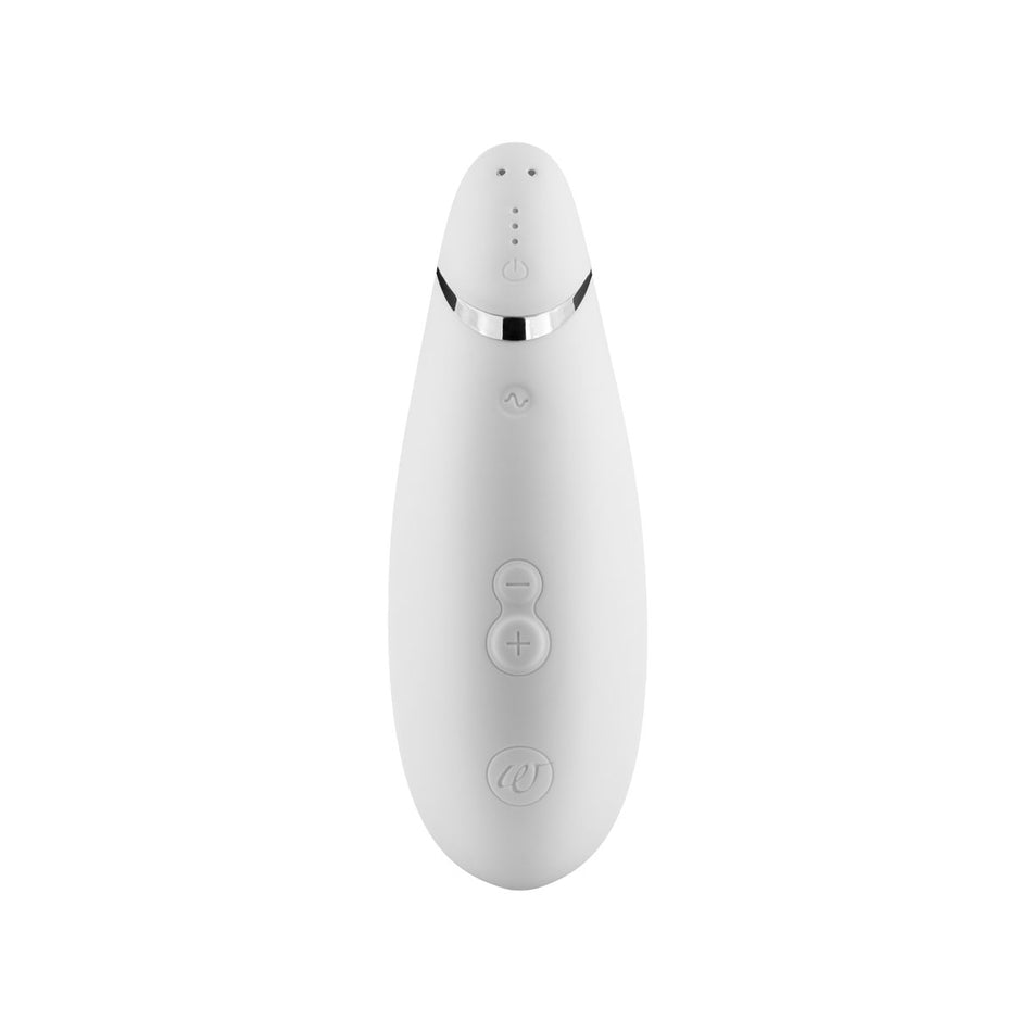 Womanizer Premium Rechargeable Silicone Autopilot Pleasure Air Clitoral Stimulator White/Chrome - Zateo Joy