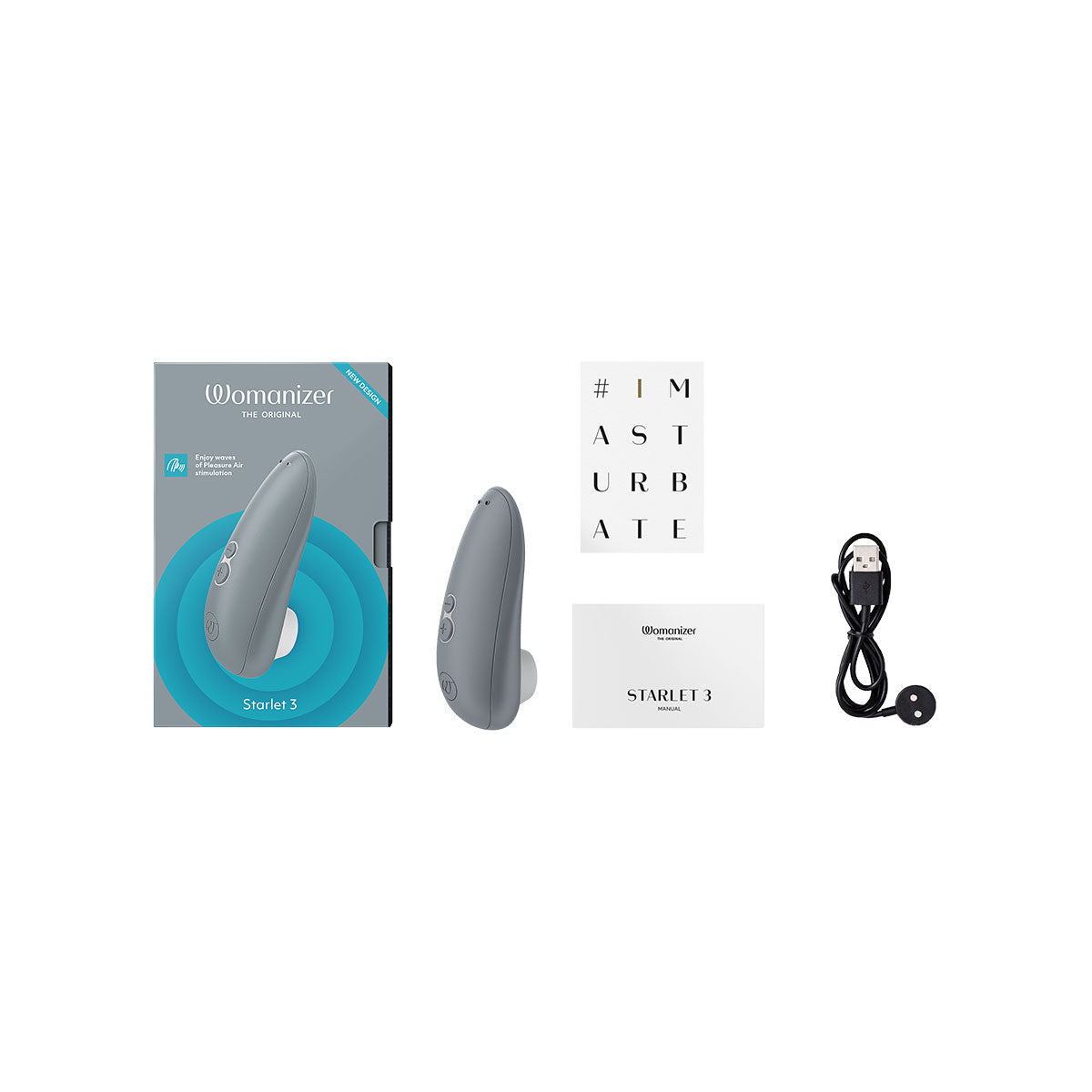 Womanizer Starlet 3 Rechargeable Silicone Compact Pleasure Air Clitoral Stimulator Gray - Zateo Joy