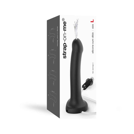 Strap-On-Me Silicone Ejaculating Cum Dildo Black L (fluid not included) - Zateo Joy