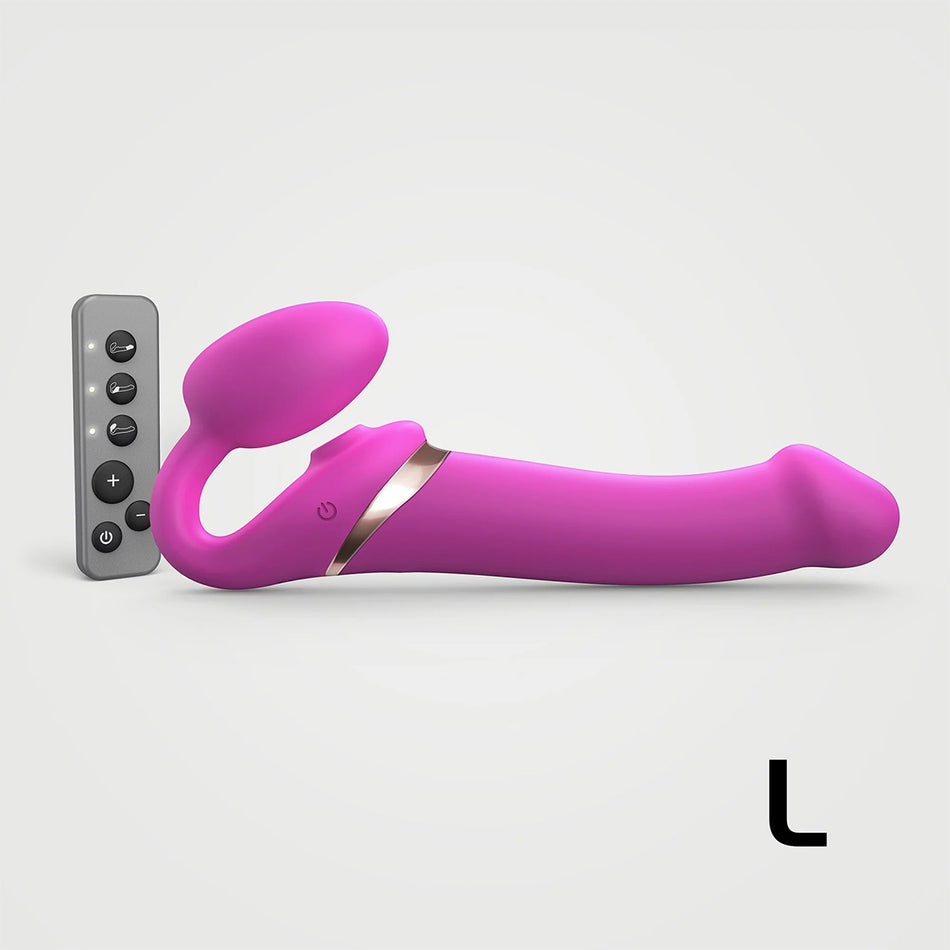 Strap-On-Me Rechargeable Remote-Controlled Multi Orgasm Bendable Strap-On Fuchsia L - Zateo Joy