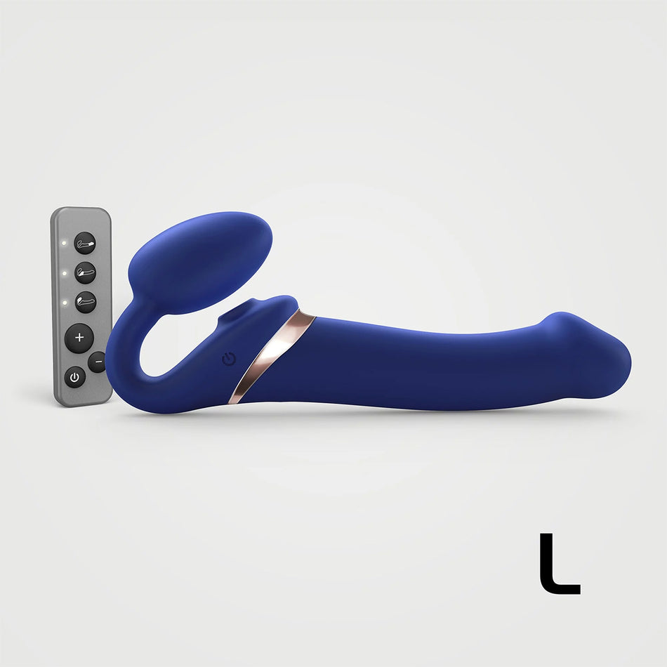 Strap-On-Me Rechargeable Remote-Controlled Multi Orgasm Bendable Strap-On Night Blue L - Zateo Joy