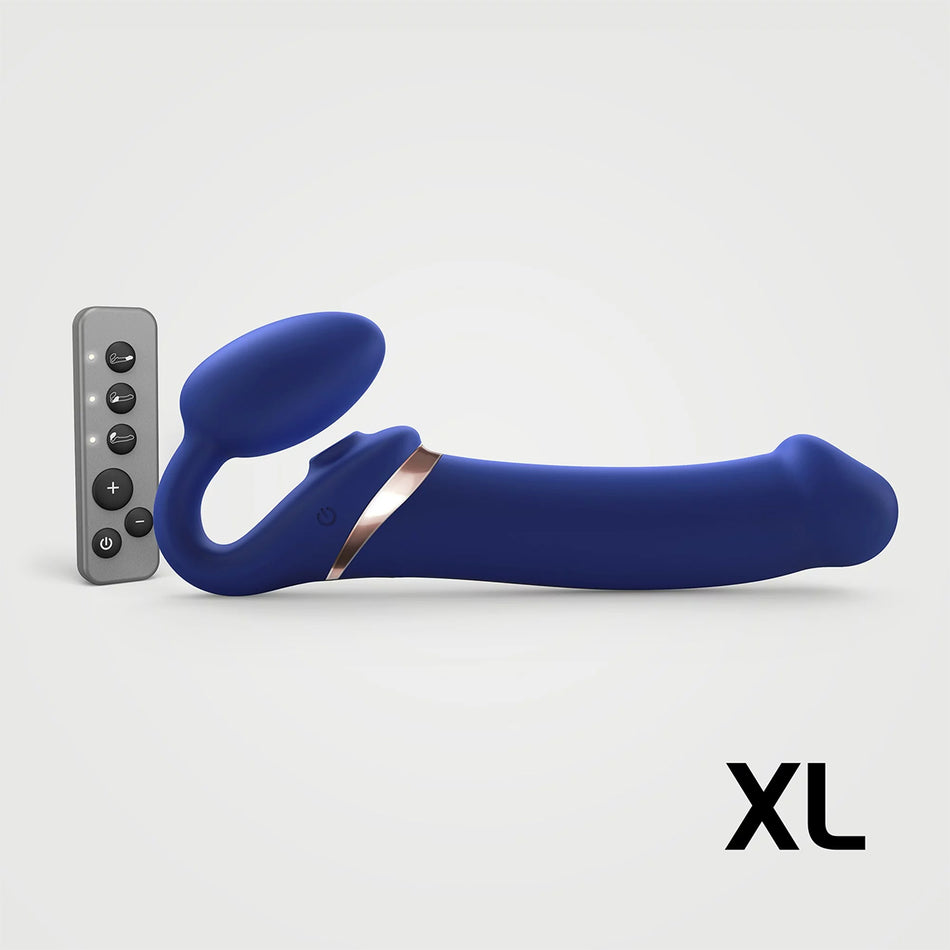 Strap-On-Me Rechargeable Remote-Controlled Multi Orgasm Bendable Strap-On Night Blue XL - Zateo Joy