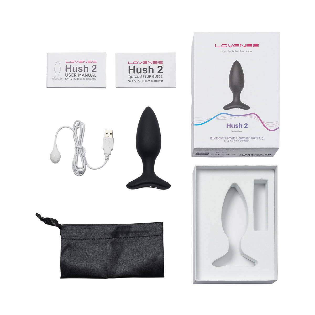 Lovense Hush 2 Bluetooth Remote-Controlled Vibrating Butt Plug S 1.5 in. - Zateo Joy