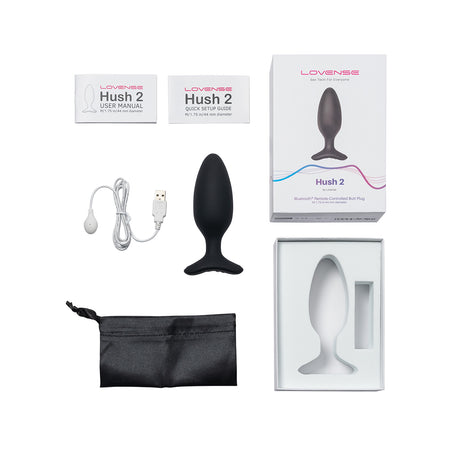 Lovense Hush 2 Bluetooth Remote-Controlled Vibrating Butt Plug M 1.75 in. - Zateo Joy