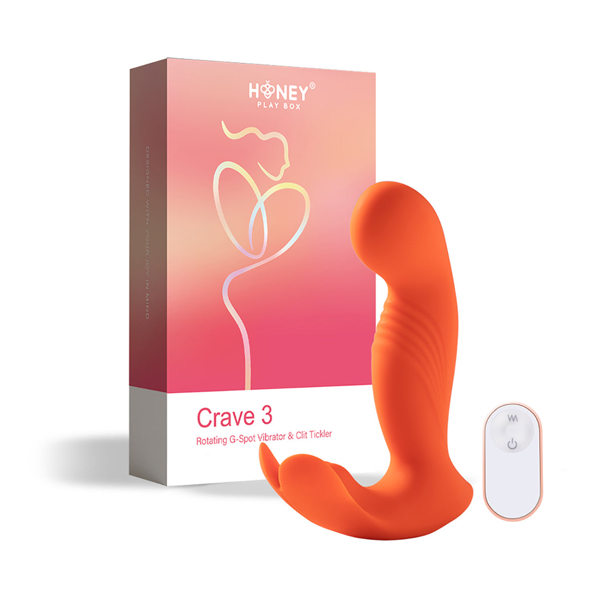 Honey Play Box Crave 3 G-spot Vibrator with Rotating Massage Head and Clit Tickler Orange - Zateo Joy