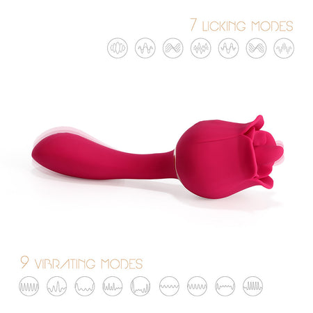 Honey Play Box Rhea The Rose Clit Tongue Licking Vibrator and G-spot Massager Red - Zateo Joy