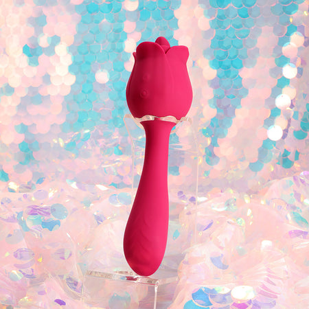 Honey Play Box Rhea The Rose Clit Tongue Licking Vibrator and G-spot Massager Red - Zateo Joy